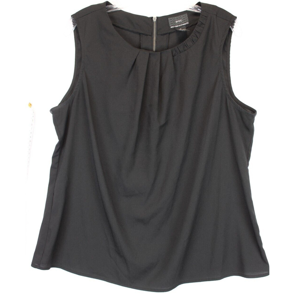 New York Clothing Co Gathered Crew Neck‎ Blouse Women X Large Sleeveless Black
